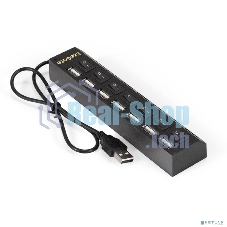 USB-концентратор ExeGate EX293978RUS DUB-72SW (кабель-адаптер USB2.0 --> 7xUSB2.0, кнопки включения/отключения для каждого порта, Plug&Play, черный)