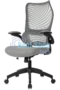 Кресло руководителя Бюрократ Sigma 1 серый, сетка/ткань, крестов. пластик
