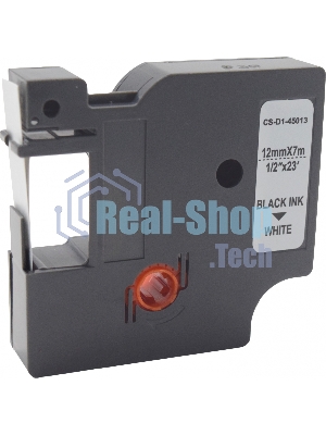 Картридж ленточный Cactus CS-D1-45013 12мм, черный шрифт, белый фон, 7м для DYMO LM 160, 210D, 280, PnP, 420P, 500 TS; Rhino Pro 6000, 5200, 4200