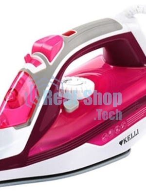 Утюг Kelli Kl-1627 розовый/белый/серый, 2600 Вт, 25 г/мин, 100 г/мин, 100 мл