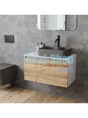 Комплект: тумба Bau Dream Blackwood 80, раковина BAU Cerama 48х37, темно-серая, смеситель Hotel Dream Black, черный матовый