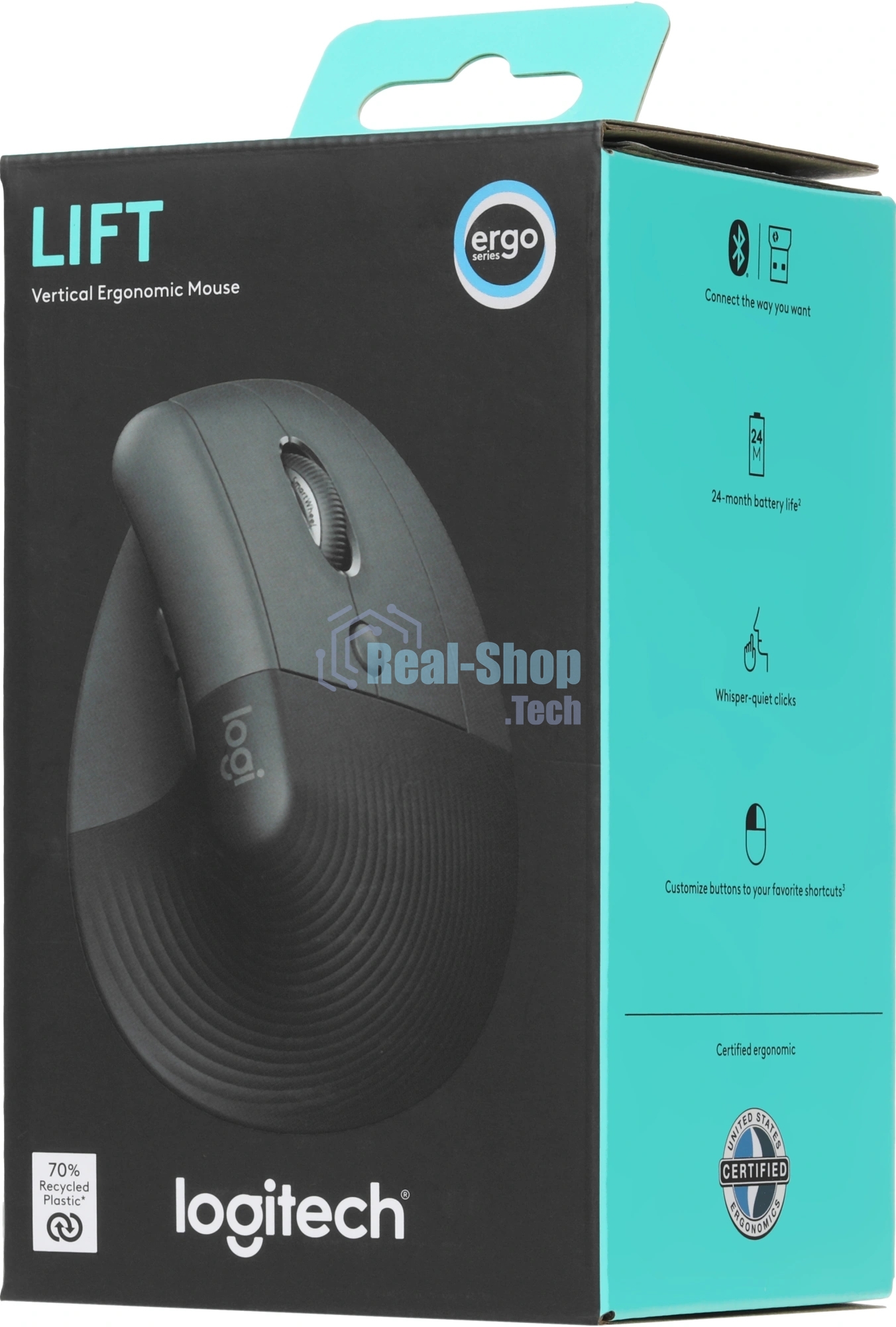 Мышь беспроводная Logitech Lift графитовый, 4000 dpi, радиоканал, Bluetooth, USB, кнопки - 6