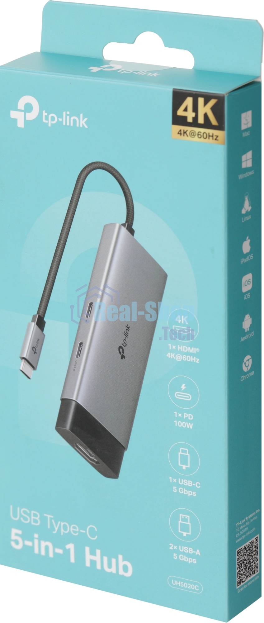 Разветвитель USB-C TP-Link UH5020C 2порт. серый