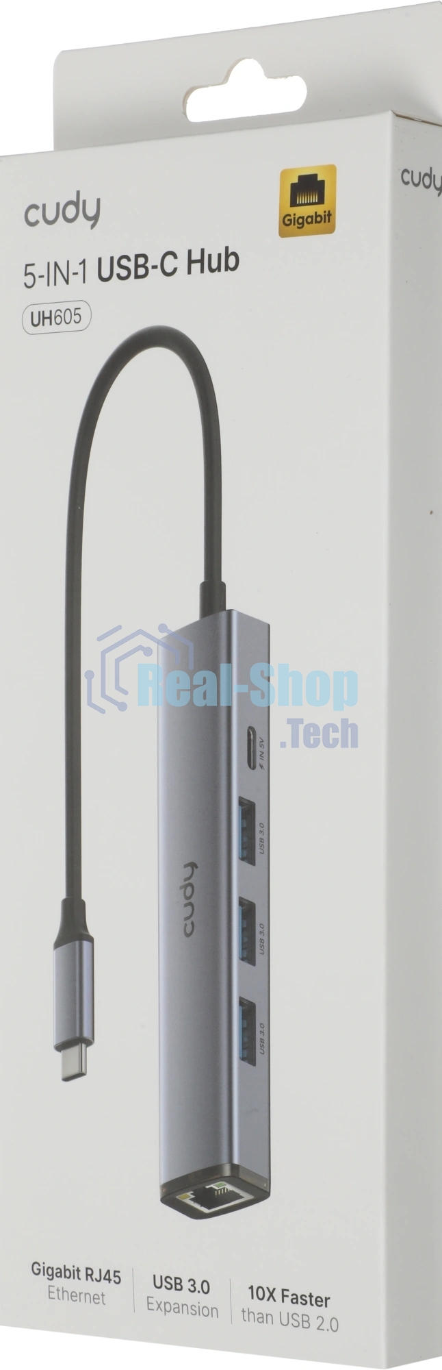 USB-концентратор CUDY UH605, USB Type-C, USB + RJ-45, USB Type-C