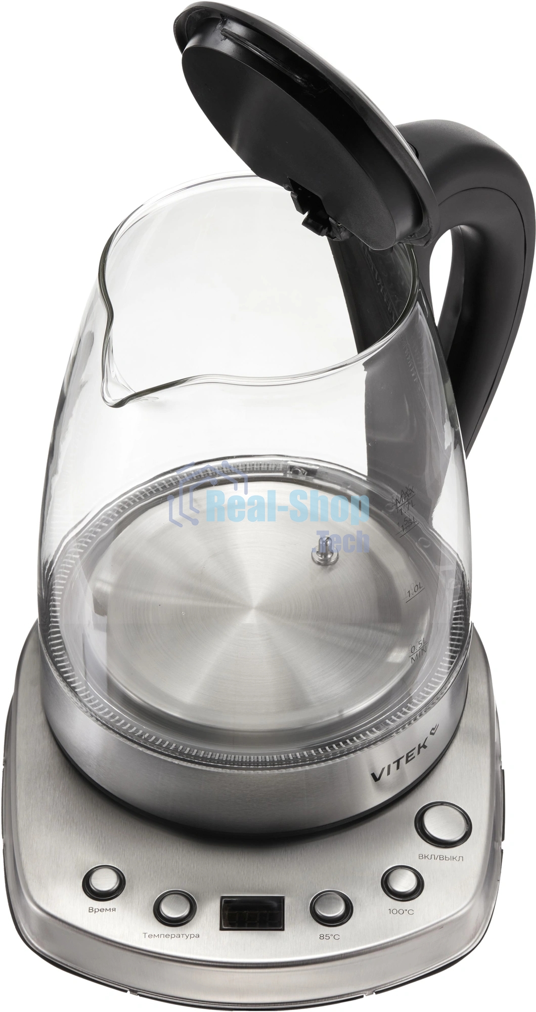 Чайник электрический Vitek VT-WK1075 1.7л. 1800Вт серебристый/черный корпус: металл/пластик