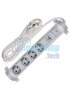 Удлинитель У04К 4 места 2P+PE 3м 3х1,5мм2 16А USB A+C 20Вт белый COMFORT