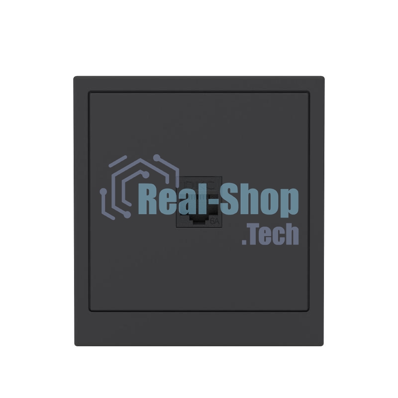 Компьютерная розетка RJ-45 без шторки, кат.6А одинарная,KANT, черный уголь