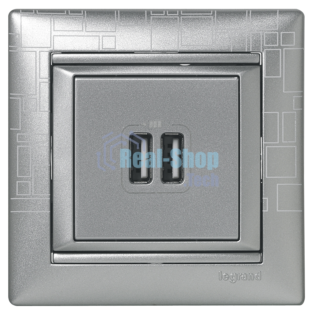 Розетка 2-ая USB 770270 Legrand Valena Алюминий
