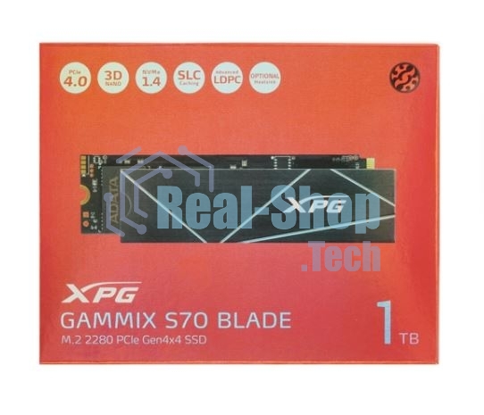 Накопитель SSD ADATA XPG BLADE S70, 1Tb, PCIe 4.0 x4, M.2 2280, NVMe, R/W 7400/5500, с радиатором