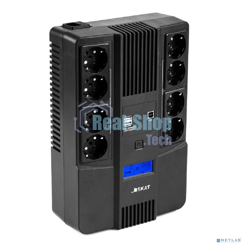 Источник бесперебойного питания Бастион SKAT-UPS 1000-AID-IN-1x9-8 600Вт 1000ВА черный