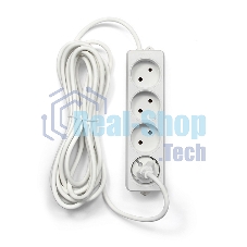 Удлинитель Гарнизон EL-NL4-W-5, 4 розетки допустимый ток 10А, длина 5 м.