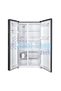 Холодильник Maunfeld MFF177NFSB черный глянц. двухкамерный 263/170л морозилка сбоку, No Frost, Side by Side