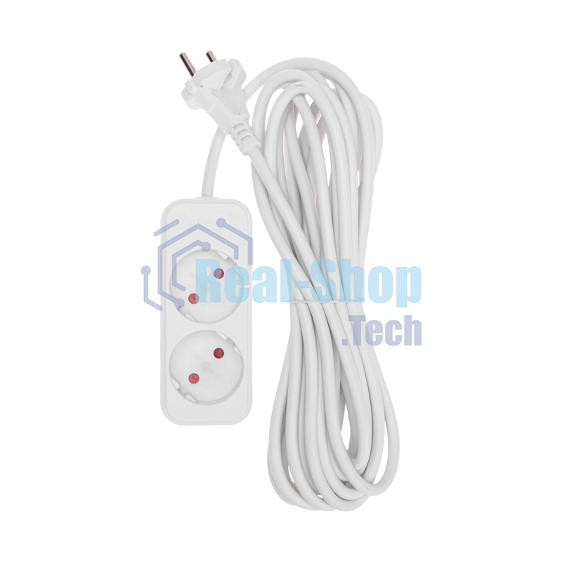 Удлинитель Rexant STANDARD 2 гнезда, 5 м, 2х1,0 мм², б/з, белый