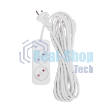 Удлинитель Rexant STANDARD 2 гнезда, 5 м, 2х1,0 мм², б/з, белый