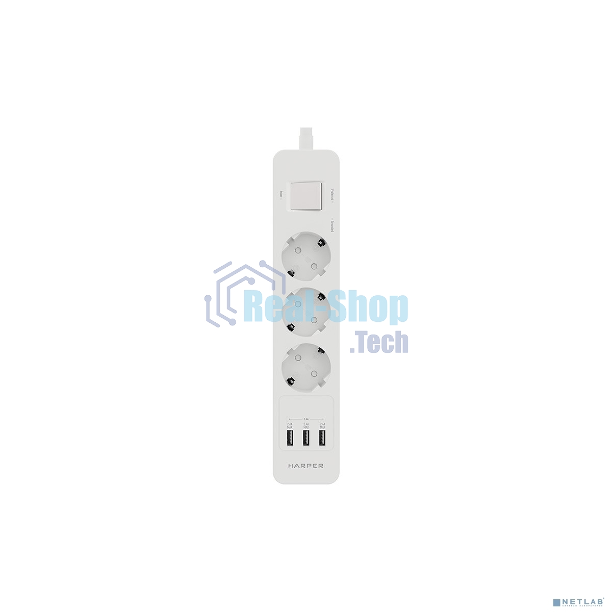 Удлинитель с USB зарядкой Harper UCH-330 White