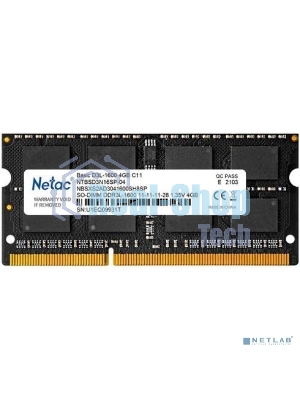 Оперативная память NETAC Basic, DDR3L, 4GB (1x4GB), 1600MHz, CL11, SO-DIMM