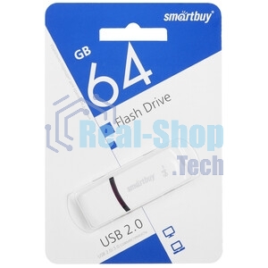 Флешка USB Smartbuy Paean white (SB64GBPN-W), 64Gb, USB 2.0, R/W 25/15, белый
