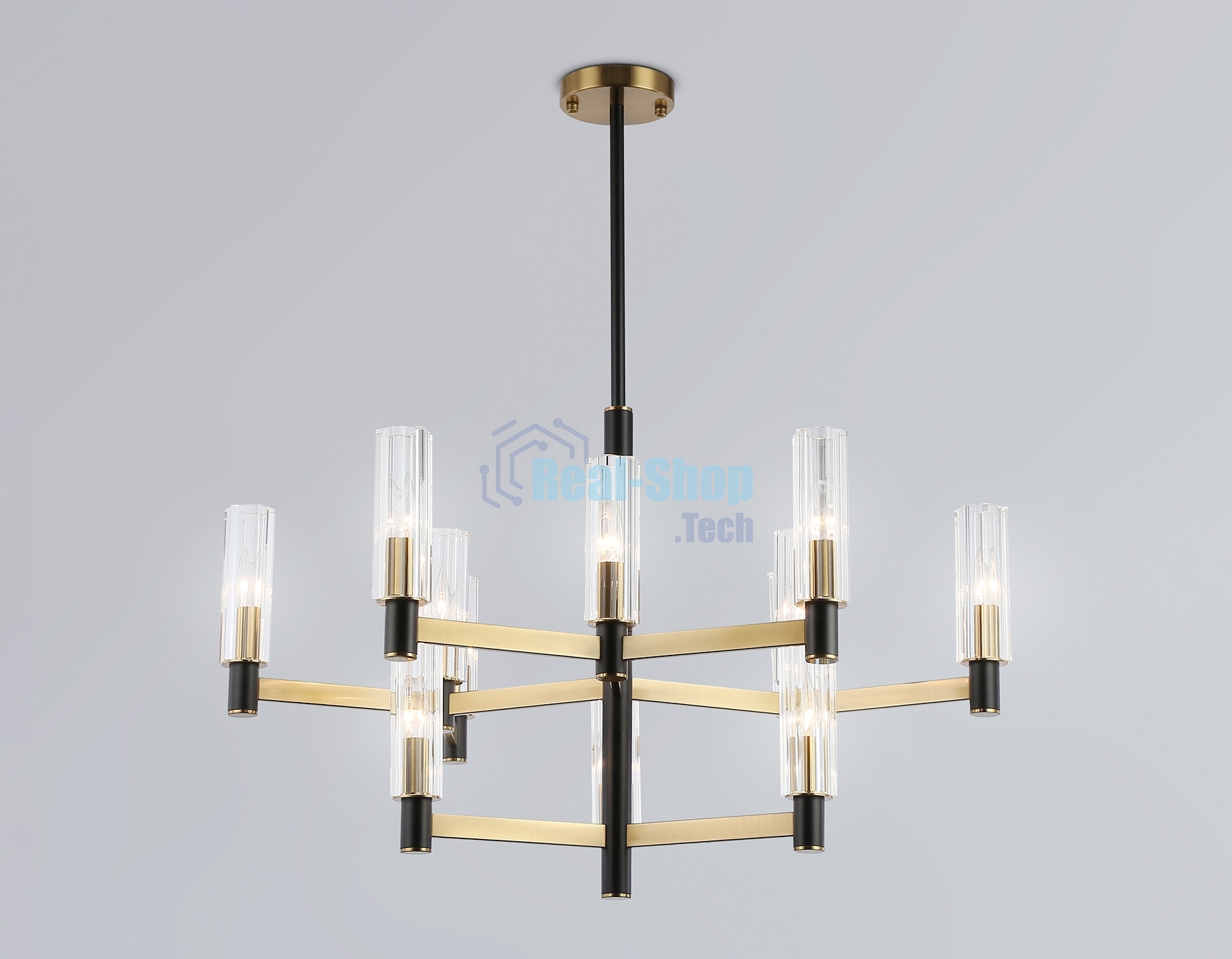 Люстра Ambrella light LH55515/12 BK/BS/CL черный/латунь/прозрачный E14*12 max 40W D860*905