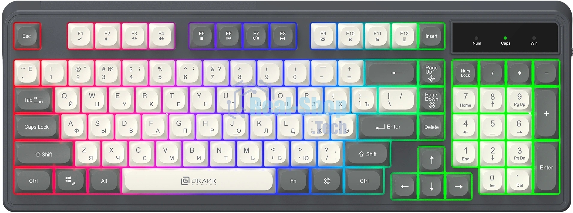 Клавиатура Oklick 731G проводная, USB Type-A, серый/белый