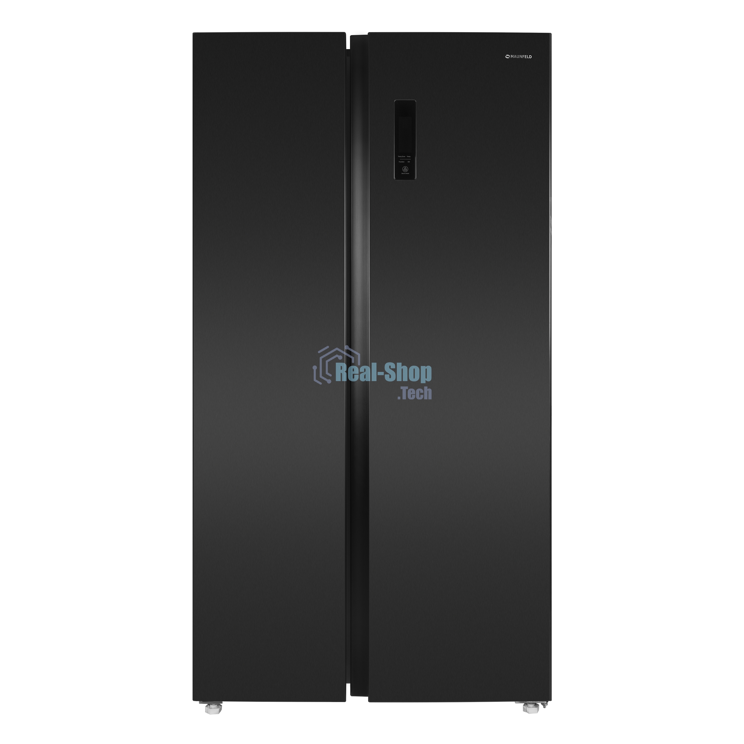 Холодильник Maunfeld MFF177NFSB черный глянц. двухкамерный 263/170л морозилка сбоку, No Frost, Side by Side