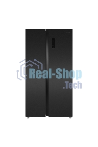 Холодильник Maunfeld MFF177NFSB черный глянц. двухкамерный 263/170л морозилка сбоку, No Frost, Side by Side