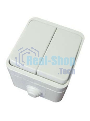 Выключатель 2-кл. ОП Клио 10А IP44 белый Universal К2223