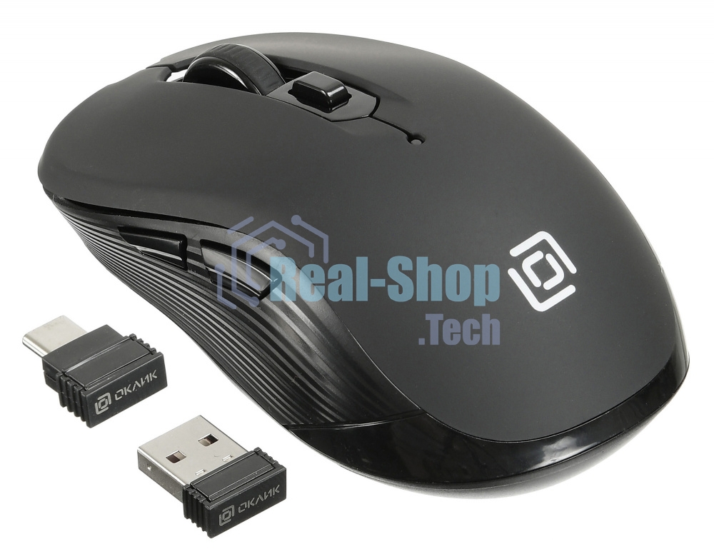 Мышь беспроводная Oklick 610MWC черный, 1600 dpi, радиоканал, USB/USB-C, кнопки - 6