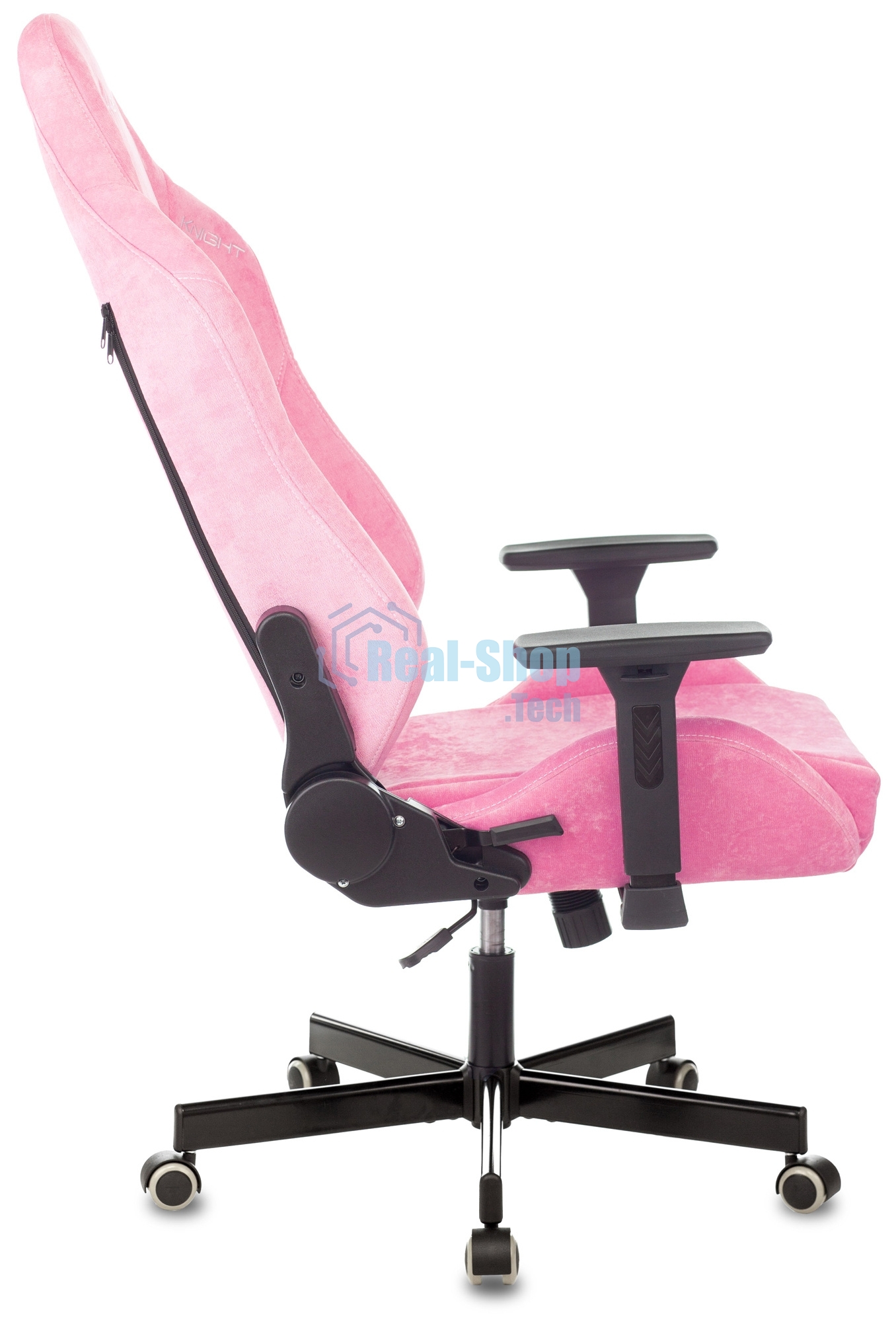 Кресло игровое Knight N1 Fabric розовый Velvet 36 с подголов. крестовина металл