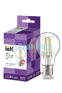 Лампа cветодиодная LED A60 шар прозр. Iek LLF-A60-11-230-40-E27-CL 11Вт 230В 4000К E27 серия 360°