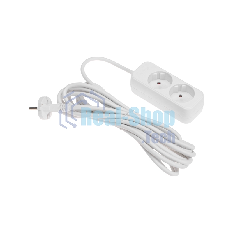 Удлинитель Rexant STANDARD 2 гнезда, 5 м, 2х1,0 мм², б/з, белый