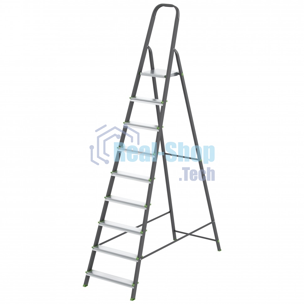 Стремянка Сибртех, 9 ступеней, стальной профиль, алюминиевые ступени