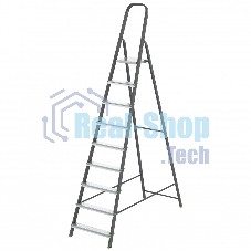 Стремянка Сибртех, 9 ступеней, стальной профиль, алюминиевые ступени