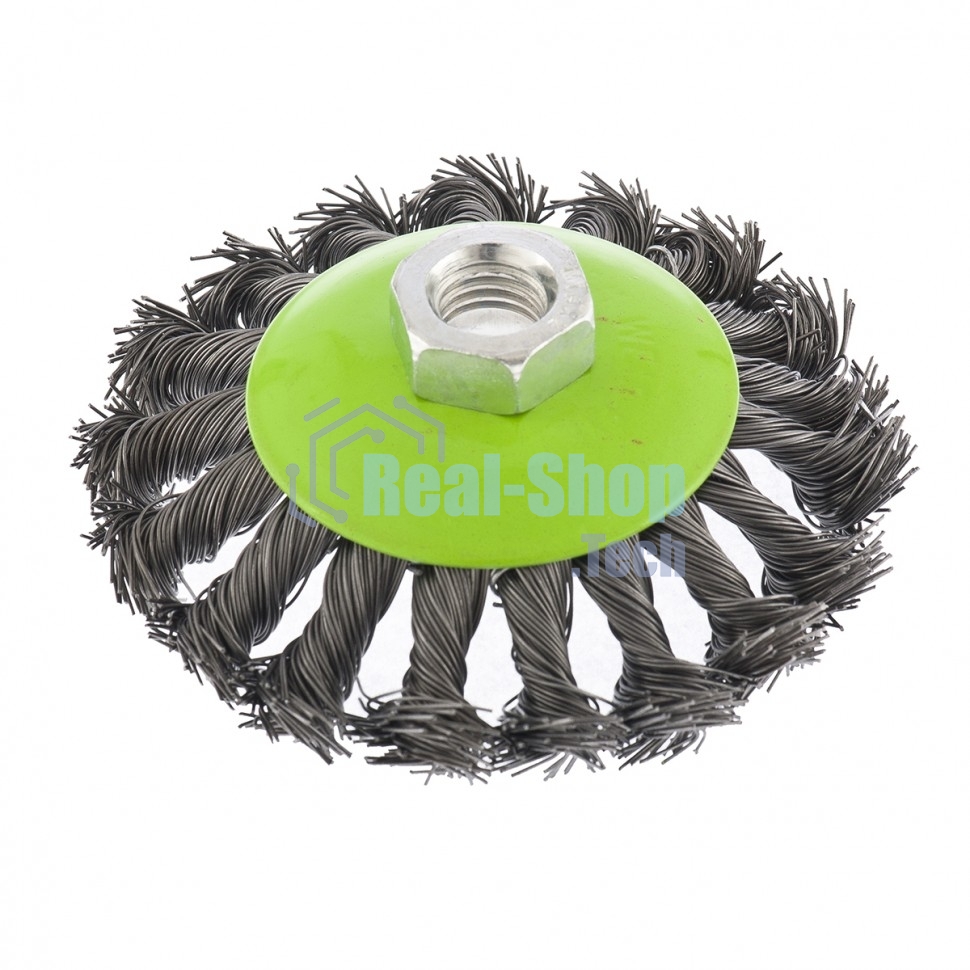 Щетка для УШМ Сибртех 100 мм, М14, Тарелка, крученая проволока 0,5 мм
