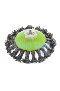 Щетка для УШМ Сибртех 100 мм, М14, Тарелка, крученая проволока 0,5 мм