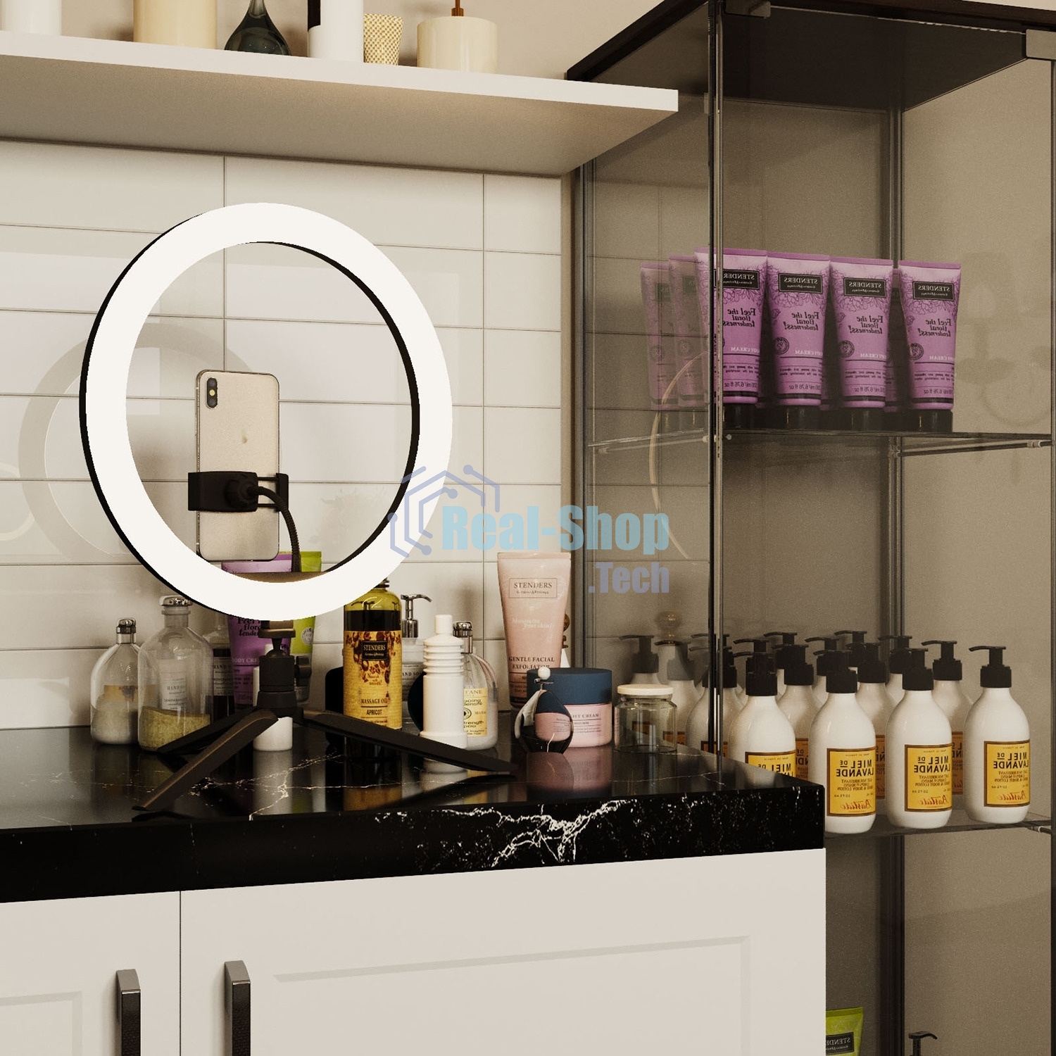 Светильник кольцевой Gauss 15W 800lm 3000-6500K 5V USB IP20 300x23мм черный дим пульт е LED