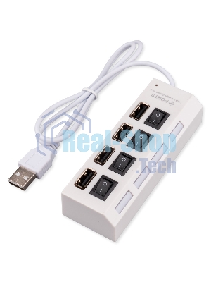 USB-концентратор Gembird UHB-243-ADW, USB 2.0, 4хUSB, USB или внешний адаптер питания