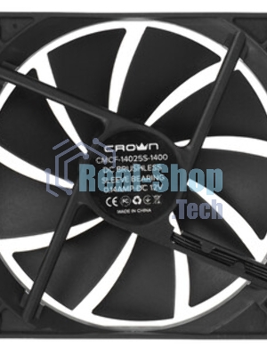 Вентилятор для корпуса Crown CMCF-14025S-1400 черный, 140 мм, 1200 об/мин, 27 дБ, 3 pin
