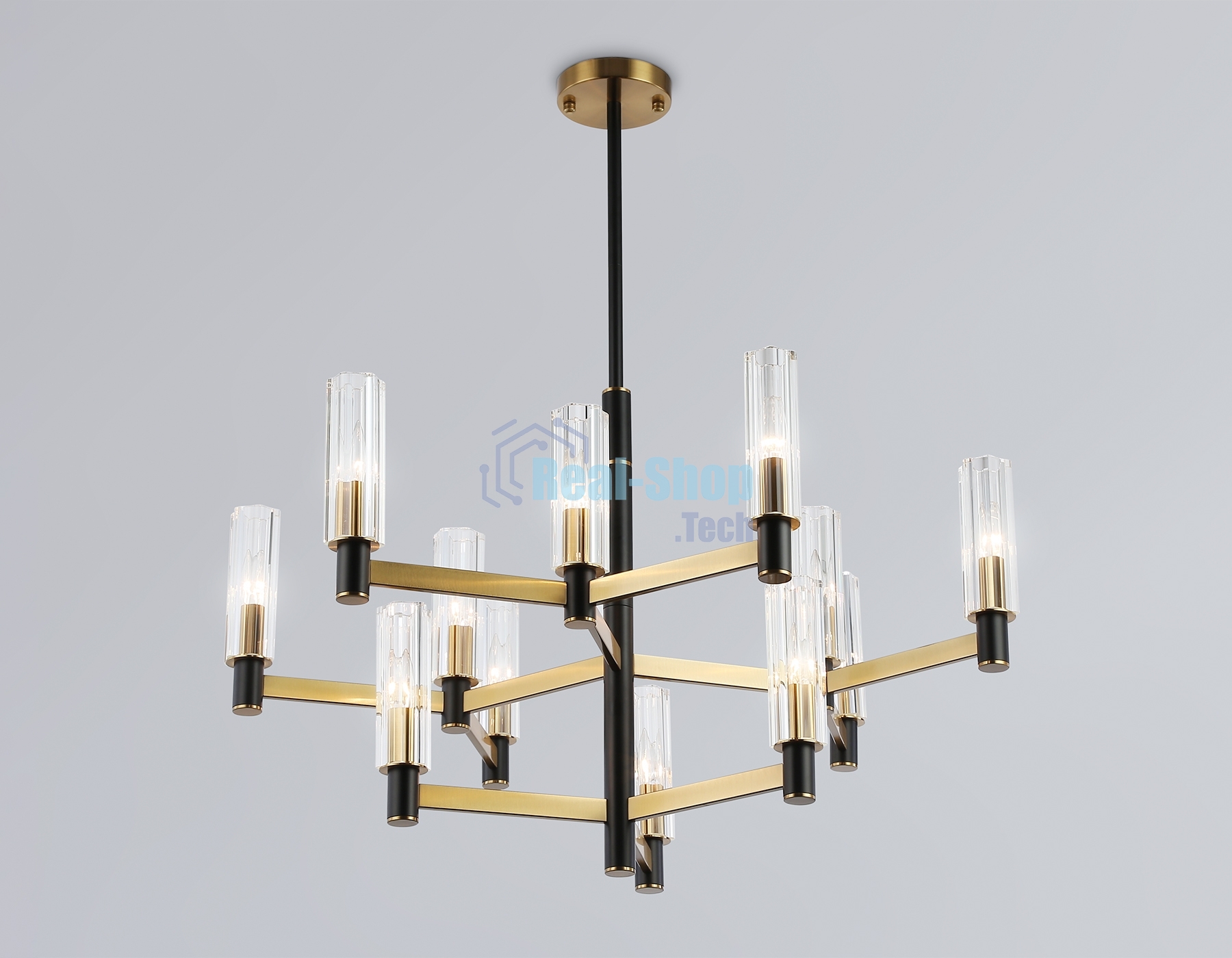 Люстра Ambrella light LH55515/12 BK/BS/CL черный/латунь/прозрачный E14*12 max 40W D860*905