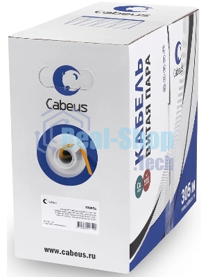 Кабель витая пара Cabeus UTP-4P-Cat.6-SOLID-LSZH UTP (U/UTP), категория 6, 4 пары 0,57мм (23 AWG), одножильный, LSZH (Low Smoke Zero Halogen) (305 м)