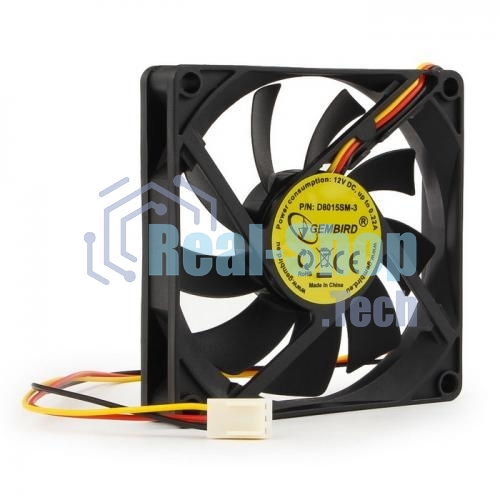 Вентилятор для корпуса Gembird D8015SM-3 черный, 80 мм, 2600 об/мин, 27 дБ, 3 pin