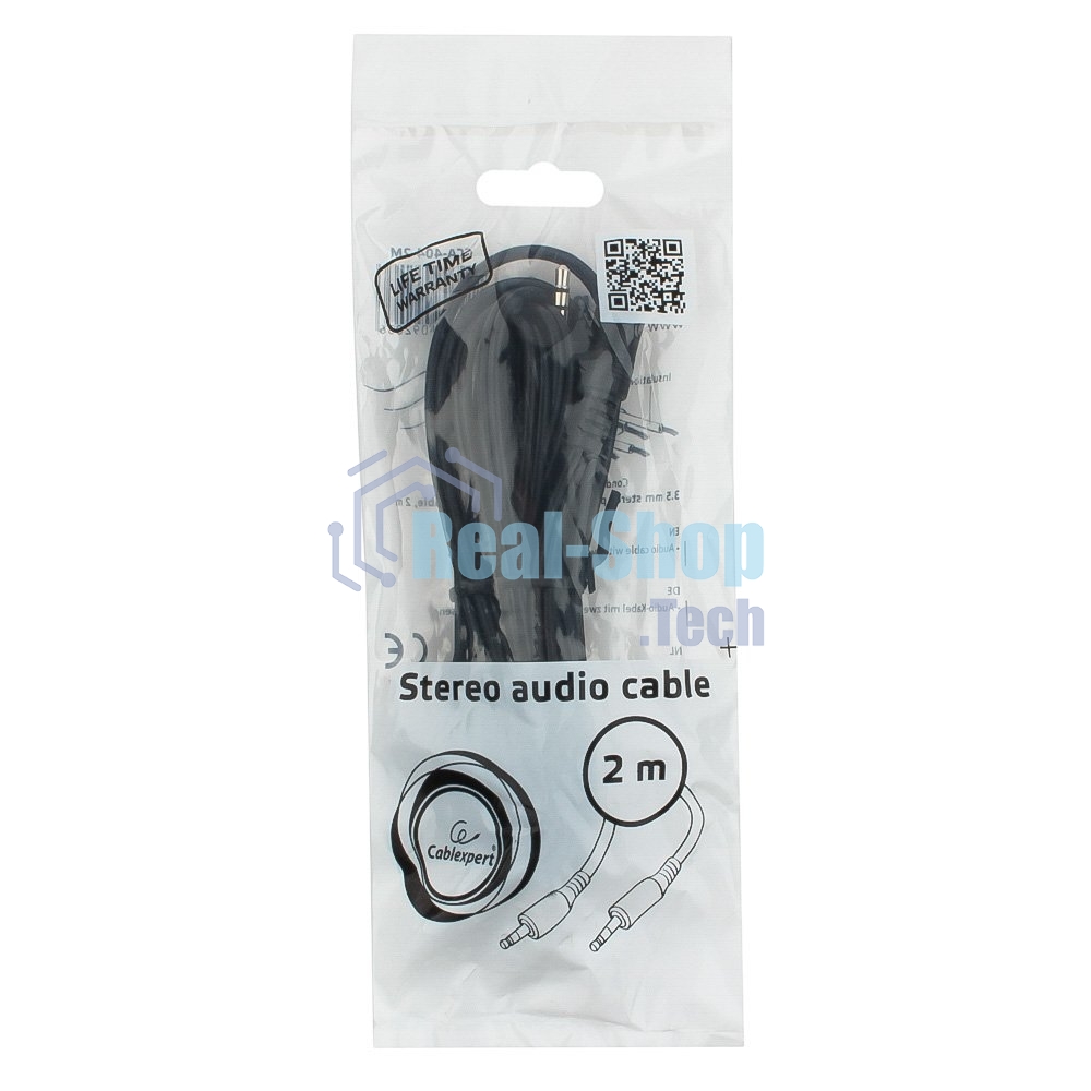 Кабель аудио Cablexpert CCA-404-2M, Jack3.5 - Jack3.5, 2м