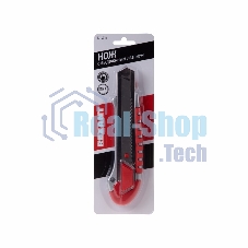 Нож с сегментированным лезвием Rexant 25 мм, металлический обрезиненный корпус, с дополнительным замком на лезвии