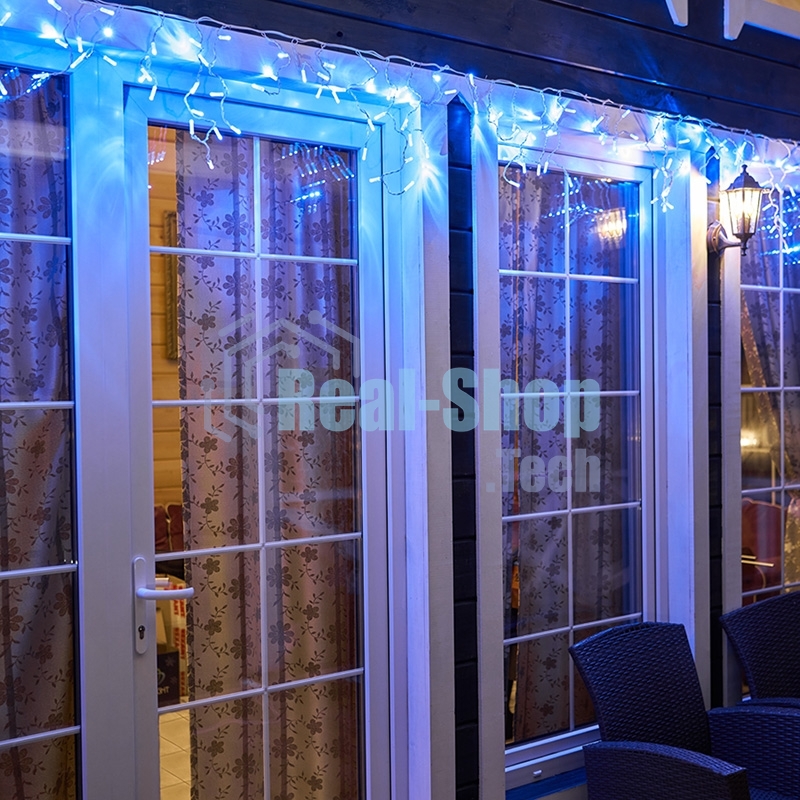 Гирлянда Neon-night Айсикл (бахрома) светодиодный, 4,8 х 0,6 м, белый провод, 230 В, диоды синие, 176 LED