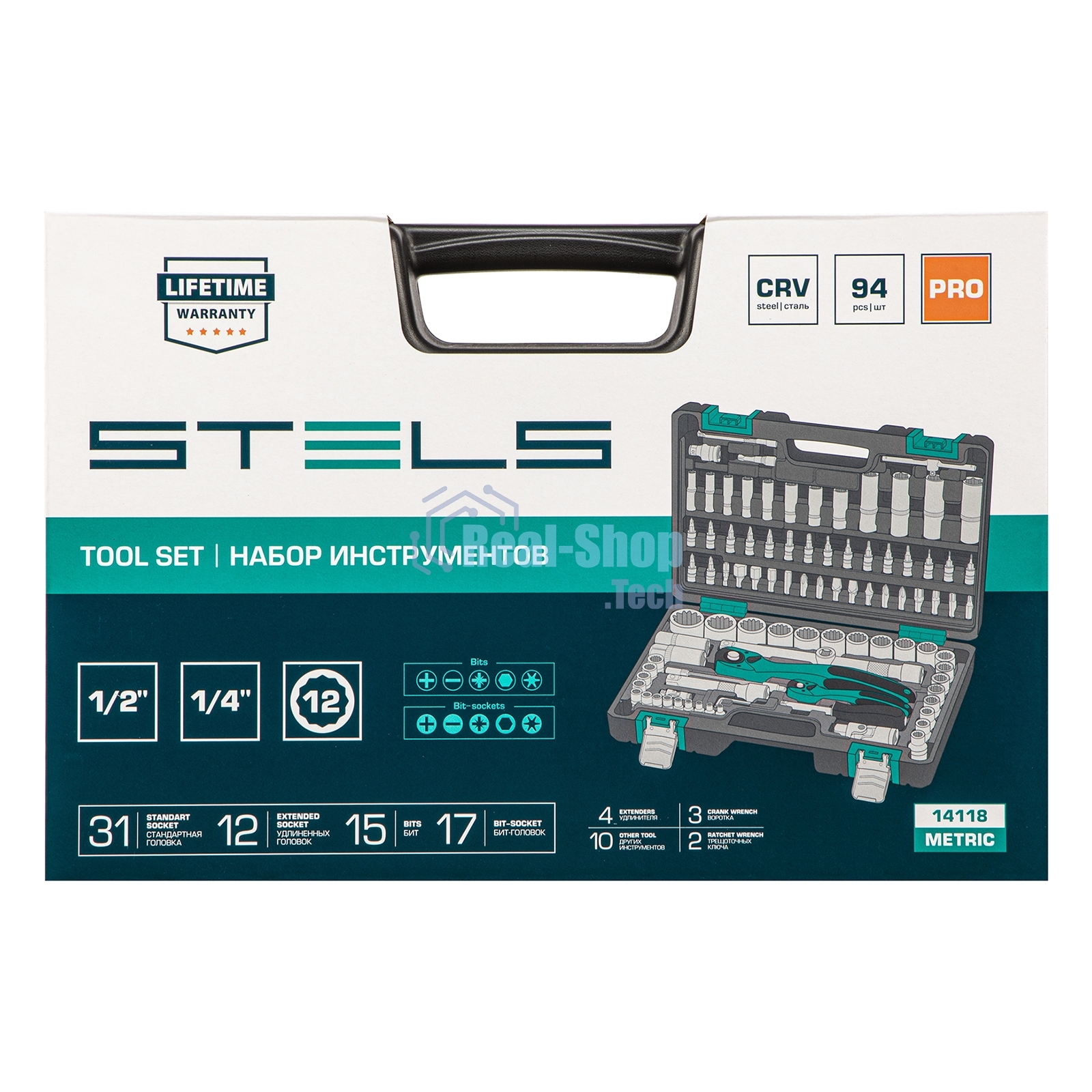 Набор инструментов Stels 94 предмета, 12 гранные головки 14118
