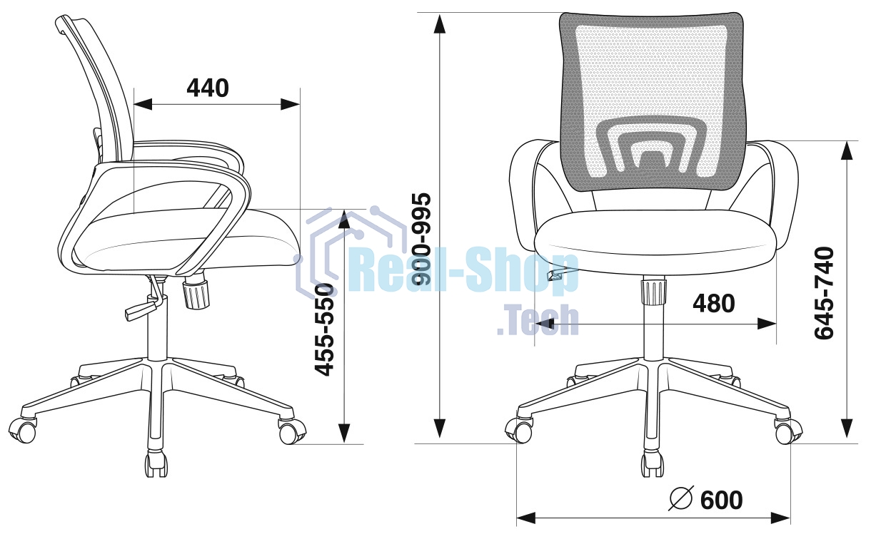 Кресло компьютерное Бюрократ CH-695N/DG/TW-11 спинка сетка серый TW-04, сиденье черный TW-11