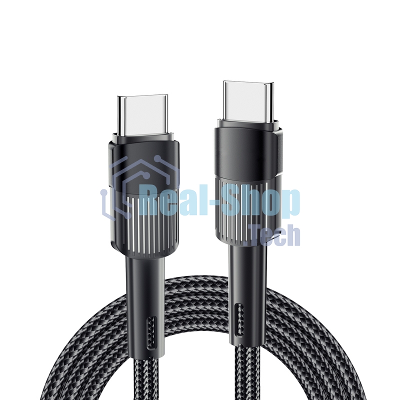 Кабель Rexant Type-C – Type-C, 5A, 100Вт, 2м, в черной нейлоновой оплетке