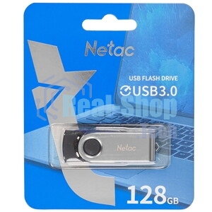Флешка USB Netac U505 (NT03U505N-128G-30BK), 128Gb, USB 3.0, R/W 110/45, черный/серебристый