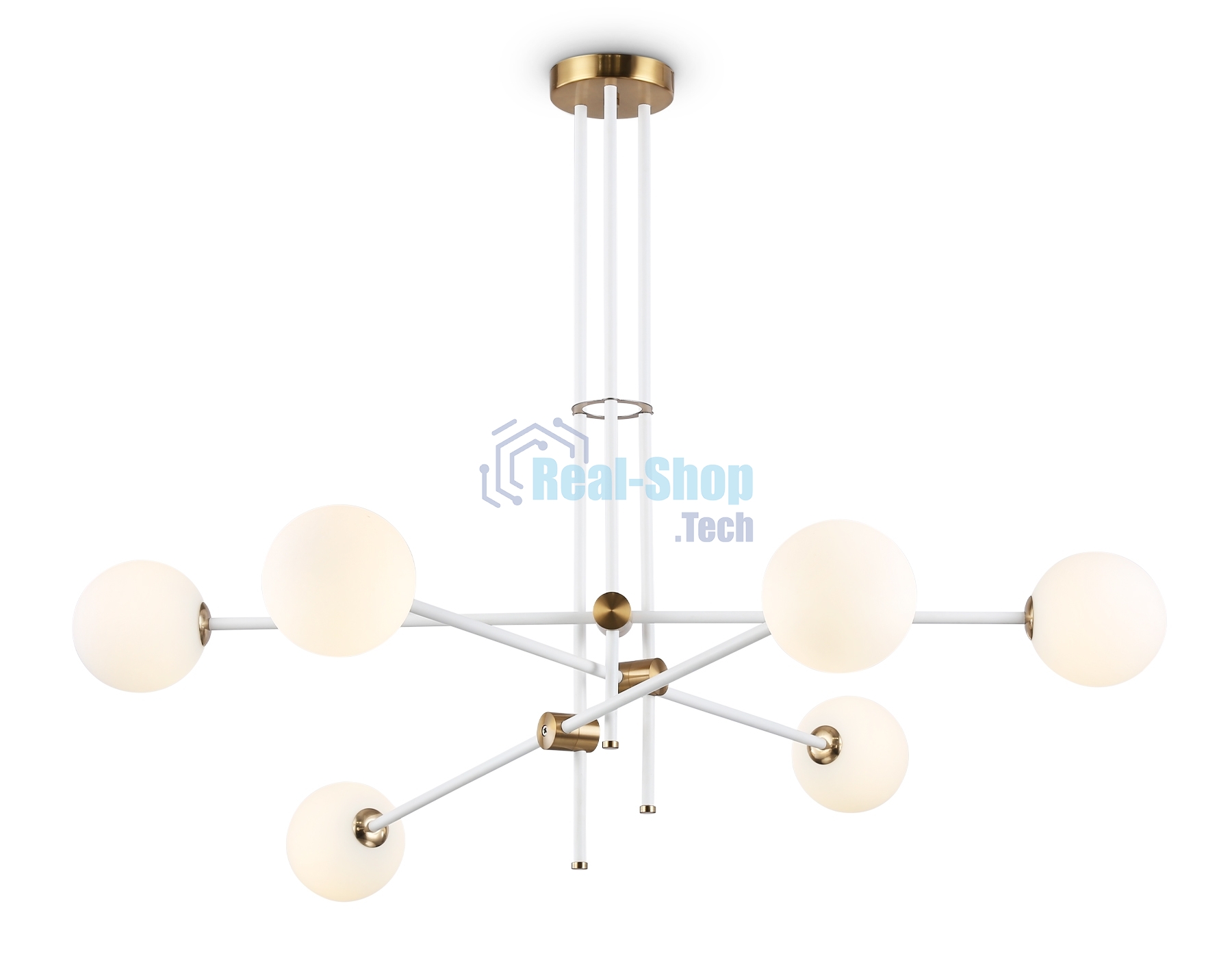 Светитльник Ambrella Light TR2521/6 WH/BS белый/латунь G9/6 max 10W D970*750