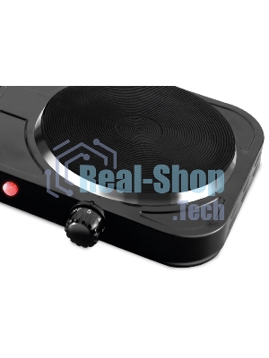 Плита настольная электрическая Centek CT-1507 черный, 2 кВт, ТЭН, конфорки - 2, эмаль, поворотные переключатели