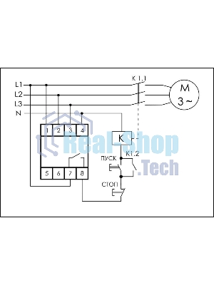 Реле контроля фаз CZF-B (3х400/230+N 8А 1перекл. IP20 монтаж на DIN-рейке) F&F EA04.001.002